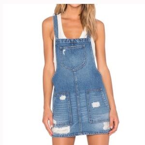 Tularosa distressed Sophia overall dress adjustable strap S MADE in USA thrashed